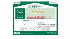エネルギー消費性能(削減率20%達成)～(削減率30%達成)、断熱性能5～6段階/7段階中、本ラベルは特定の住戸の性能を示すものであり全ての住戸の性能を示すものではありません。