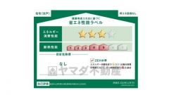 エネルギー消費性能(削減率20%達成)、断熱性能5段階/7段階中、本現場に関して全ての棟の「エネルギー消費性能」と「断熱性能」は代表棟ラベルと同一です。