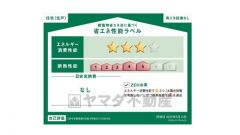 エネルギー消費性能(削減率30%達成)、断熱性能5段階/7段階中、本現場に関して全ての棟の「エネルギー消費性能」と「断熱性能」は代表棟ラベルと同一です。