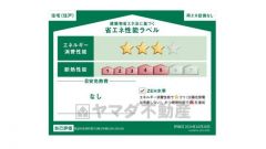 エネルギー消費性能(削減率20%達成)～(削減率30%達成)、断熱性能5～5段階/7段階中、本ラベルは特定の住戸の性能を示すものであり全ての住戸の性能を示すものではありません。